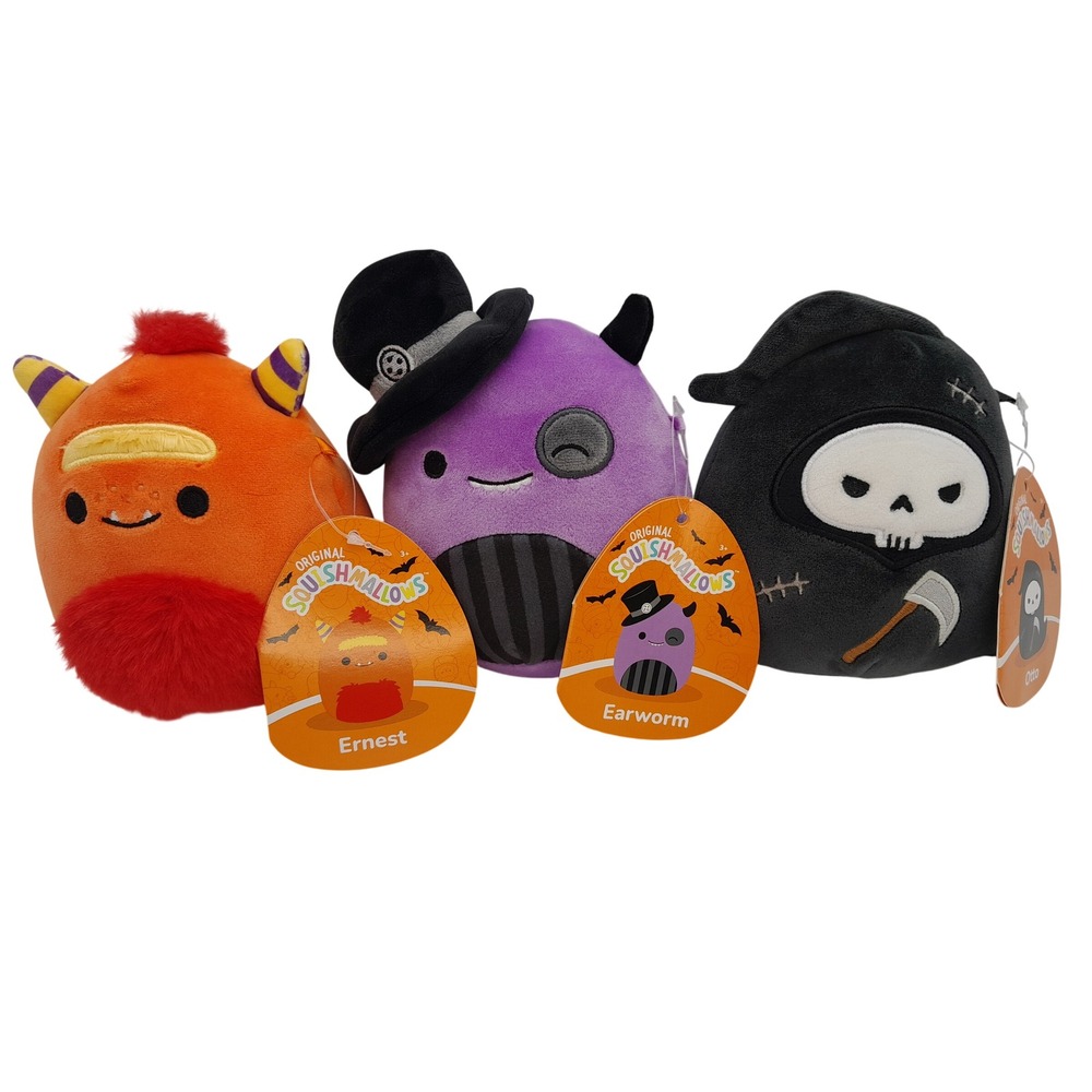Squishmallows Halloween 4 Inch Plush Set Ernest Earworm Otto New with Tags